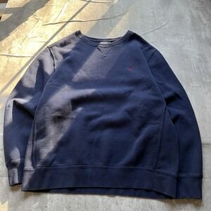 Polo Ralph Lauren Sweater Mens Size XXL Navy Blue Red Pony Thick Heavy Cotton